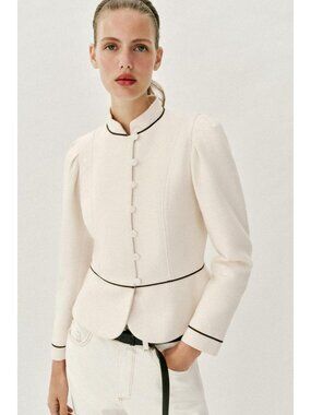 ZARA TAILORED CONTRAST PIPING BLAZER